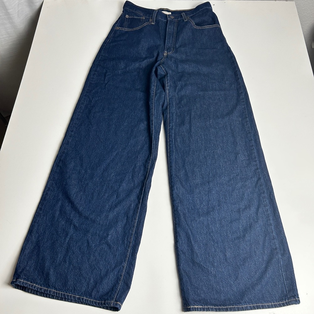 Levis Cinch Baggy High Rise Wide Leg Jeans Dark Wash Indigo Size 27